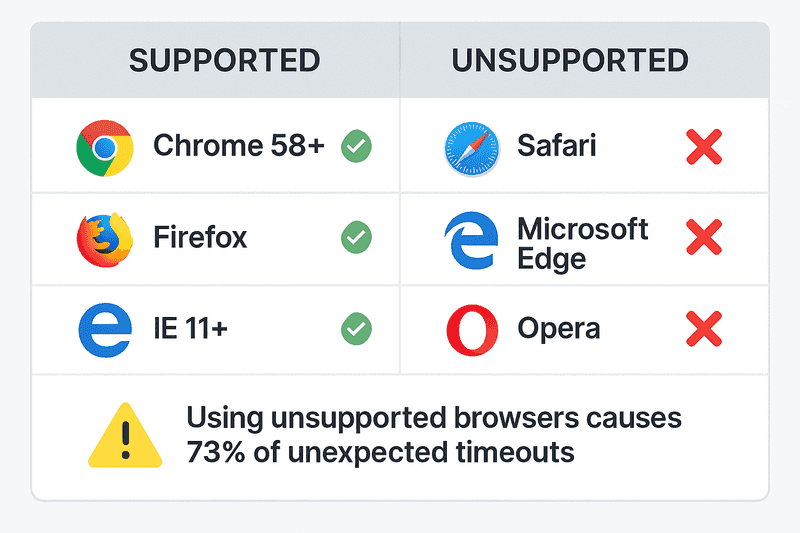 Browser selection directly impacts timeout frequency - choosing the wrong browser increases your timeout risk by 73%.